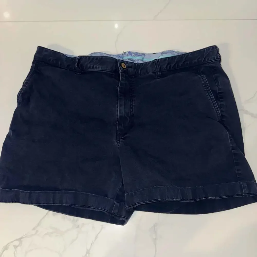 Tommy Bahama Navy Blue Cuffed Chino Shorts Size 40